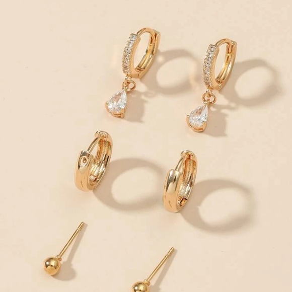 3 pairs round ball decor earrings - Picture 2 of 2